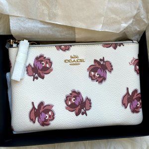 COACH Wristlet- Chalk Beige Floral Print with Gold Detail - Great Gift